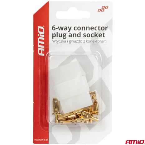 ΦΙΣΑ ΣΥΝΔΕΣΗΣ ΚΑΛΩΔΙΩΝ 6 ΥΠΟΔΟΧΩΝ ΜΕ ΠΛΑΣΤΙΚΟ ΚΟΥΜΠΩΜΑ AMIO - 1 σετ. Auto Moto Tyres 