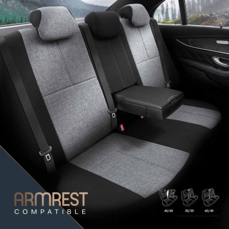 ΚΑΛΥΜΜΑΤΑ ΚΑΘΙΣΜΑΤΩΝ OTOM VOYAGER 102 SMOKED  ΜΑΥΡΟ/ΓΚΡΙ ΛΙΝΟ & ΔΕΡΜΑΤΙΝΗ SETΑΜΙΟ - 1 σετ. Auto Moto Tyres 