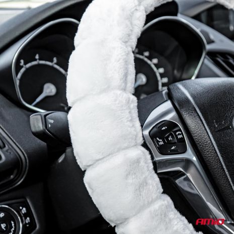 ΚΑΛΥΜΜΑ ΤΙΜΟΝΙΟΥ ΓΟΥΝΙΝΟ/ΧΝΟΥΔΩΤΟ (M) 37-39cm SWC-53-M ΣΕ ΛΕΥΚΟ ΧΡΩΜΑ AMIO - 1 Τεμ. Auto Moto Tyres 