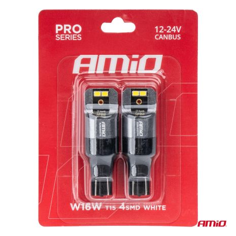 ΛΑΜΠΑΚΙΑ T15 W16W 12/24V 6.000K 4xSMD LED CAN-BUS ΛΕΥΚΟ 2016 PRO SERIES AMIO - 2 Τεμ. Auto Moto Tyres 