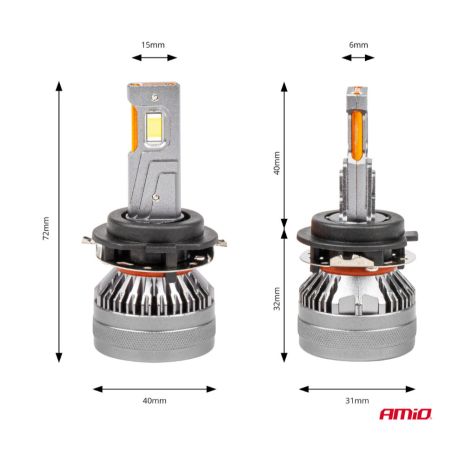 ΛΑΜΠΕΣ H7-6 9>48V 6.500K 4.500lm 50W HP SERIES LED CAN-BUS ΜΕ ΨΥΚΤΡΑ AMIO - 2 Τεμ. Auto Moto Tyres 