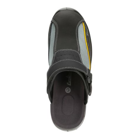 Πιστοποιημένα Παπούτσια Ασφαλείας Εργασίας σε στυλ Σαμπό Stingray από την Euroroutier σε μέγεθος EU44/UK10 σε Μαύρο, Γκρι Χρώμα με Κροκί Λεπτομέρειες και Λουράκι Αστραγάλου Auto Moto Tyres 