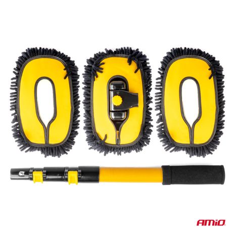 ΒΟΥΡΤΣΑ ΚΑΘΑΡΙΣΜΟΥ ΜΕ ΤΗΛΕΣΚΟΠΙΚΟ ΚΟΝΤΑΡΙ 46-100cm & 3 ΠΑΝΑΚΙΑ ΚΑΘΑΡΙΣΜΟΥ ΜΙΚΡΟΦΙΜΠΡΑ  ΑΜΙΟ - 1 ΤΕΜ. Auto Moto Tyres 