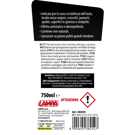 ΓΥΑΛΙΣΤΙΚΟ ΥΓΡΟ ΣΕ ΣΠΡΕΙ ΓΙΑ ΠΛΑΣΤΙΚΑ GRAN PREE 750ml LAMPA - 1 ΤΕΜ. Auto Moto Tyres 