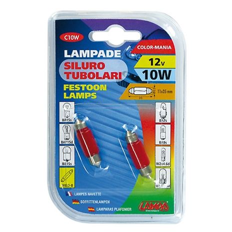 ΛΑΜΠΑΚΙΑ ΚΟΚΚΙΝΑ ΣΩΛΗΝΩΤΑ 12V/10W 35mm Auto Moto Tyres 