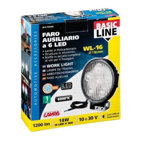 ΠΡΟΒΟΛΕΑΣ ΕΡΓΑΣΙΑΣ ΣΤΡΟΓΓΥΛΟΣ  WL-16 - 6 LED 18W 10-30V (137x116x42 mm) BASIC LINE - 1 ΤΕΜ. Auto Moto Tyres 