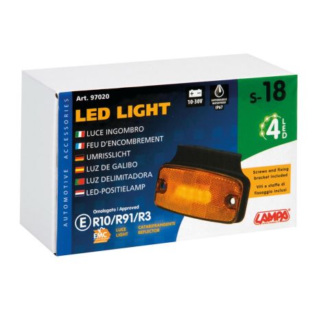 ΦΩΣ ΟΓΚΟΥ S18 2 LED ΠΟΡΤΟΚΑΛΙ 10/30V ΜΕ ΑΝΑΚΛΑΣΤΗΡΑ (114x54 mm) -1ΤΕΜ. Auto Moto Tyres 