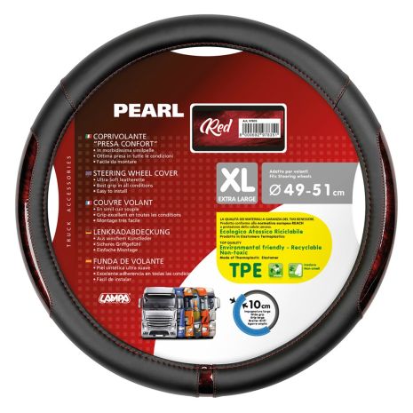 ΚΑΛΥΜΜΑ ΤΙΜΟΝΙΟΥ ΦΟΡΤΗΓΟΥ PEARL RED ΔΕΡΜΑΤΙΝΗ ΜΑΥΡΟ/ΚΟΚΚΙΝΟ (XL) 49-51cm ΟΙΚΟΛΟΓΙΚΟ ΚΑΙ ΑΟΣΜΟ Auto Moto Tyres 