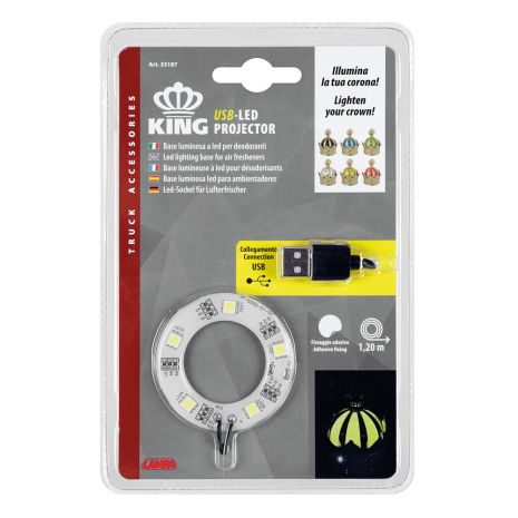 ΒΑΣΗ ΦΩΤΙΖΟΜΕΝΗ ΑΡΩΜΑΤΙΚΟΥ KING ΛΕΥΚΟΥ ΦΩΤΙΣΜΟΥ LED (ΚΑΛΩΔΙΟ ΦΟΡΤΙΣΗΣ USB 5V/120cm)​​​ LAMPA - 1 ΤΕΜ Auto Moto Tyres 