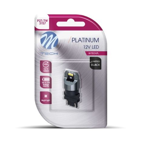 P27/7W 3157 12/24V W2.5x16q 6xSMD3020 CAN-BUS ΛΕΥΚΟ LIMITED BLACK M-TECH - 1 ΤΕΜ. Auto Moto Tyres 