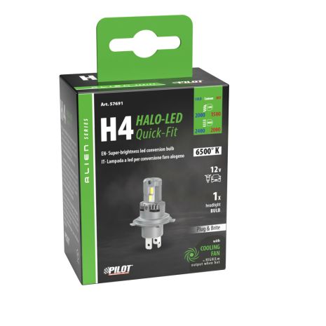 ΛΑΜΠΑ LED H4 12V 6.500K P43t ΘΕΡΜΟ 2.000lm/2.400lm+ΨΥΧΡΟ1.500/2.000lm 25W HALO LED QUICK FIT ALIEN SERIES LAMPA - 1 ΤΕΜ. Auto Moto Tyres 