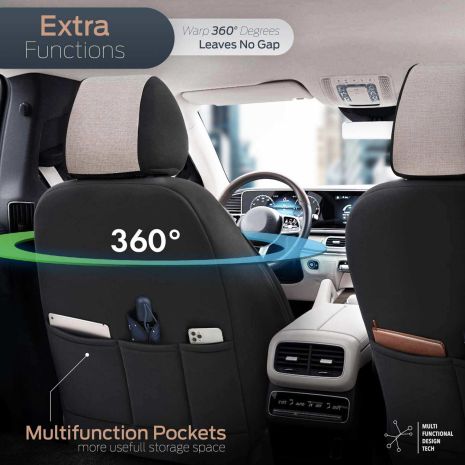 ΚΑΛΥΜΜΑΤΑ ΚΑΘΙΣΜΑΤΩΝ OTOM SWAN 503 BEIGE ΜΑΥΡΟ/ΜΠΕΖ ΛΙΝΟ & ΔΕΡΜΑΤΙΝΗ SETΑΜΙΟ - 1 σετ. Auto Moto Tyres 