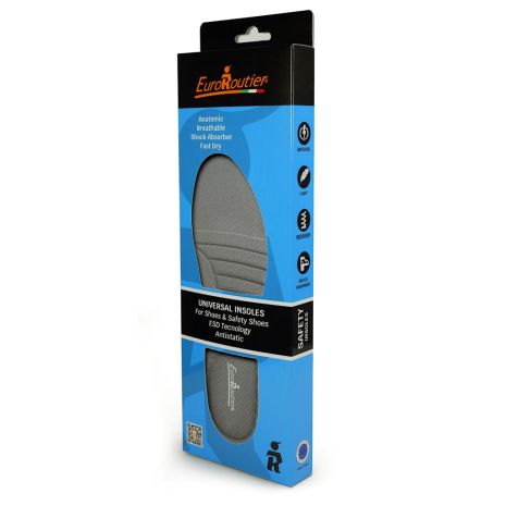 Ανατομικοί Πάτοι Universal ESD από την Euroroutier σε μέγεθος EU43/UK9 σε Γκρι Χρώμα για Παπούτσια Ασφαλείας και Εργασίας Auto Moto Tyres 