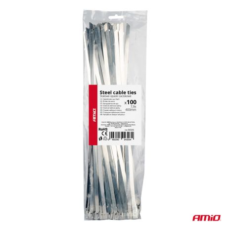 ΔΕΜΑΤΙΚΑ/ΔΕΤΙΚΑ ΚΑΛΩΔΙΩΝ TIE WRAP (ΤΑΙΡΑΠ) ΜΕΤΑΛΛΙΚΑ 7,9 x 400mm ΑΜΙΟ - 100 ΤΕΜ. Auto Moto Tyres 