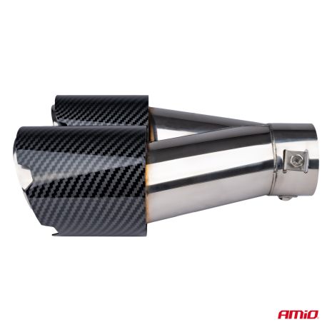 ΑΚΡΟ (ΜΠΟΥΚΑ) ΕΞΑΤΜΙΣΗΣ ΔΙΠΛΗ ΑΠΟΛΗΞΗ MT-029 LEFT AKR ΧΡΩΜΙΟ/CARBON Φ32-52 165x(76X2)mm AMIO - 1 τεμ. Auto Moto Tyres 