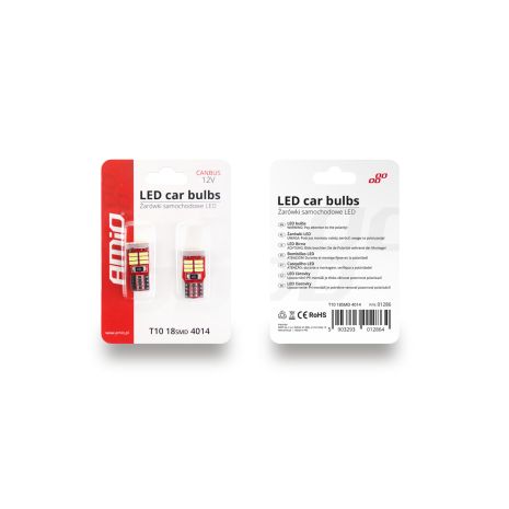 T10 W5W 12V 2,2W LED CAN-BUS 18xSMD4014 ΛΕΥΚΟ 5600K 12x23mm 2ΤΕΜ. Auto Moto Tyres 