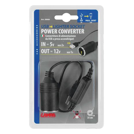ΜΕΤΑΣΧΗΜΑΤΙΣΤΗΣ/ΑΝΤΑΠΤΟΡΑΣ ΑΠΟ USB 5V ΣΕ ΥΠΟΔΟΧΗ ΜΕ ΦΙΣ ΑΝΑΠΤΗΡΑ 12V ΚΑΙ ΚΑΛΩΔΙΟ 35cm ​​​ LAMPA - 1 ΤΕΜ Auto Moto Tyres 