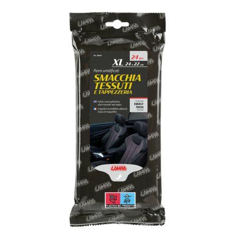 ΥΓΡΑ ΜΑΝΤΗΛΑΚΙΑ ΚΑΘΑΡΙΣΜΟΥ ΛΕΚΕΔΩΝ ΑΠΟ ΥΦΑΣΜΑΤΑ & ΤΑΠΕΤΣΑΡΙΕΣ 24x22 cm LAMPA - 24 TEM. Auto Moto Tyres 