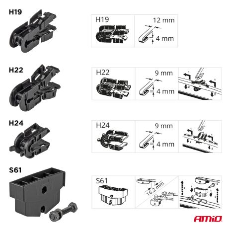 ΥΑΛΟΚΑΘΑΡΙΣΤΗΡΑΣ ΦΟΡΤΗΓΟΥ ΜΕ 4 ΑΝΤΑΠΤΟΡΕΣ 700mm /28'' AMIO - 1 Τεμ. Auto Moto Tyres 