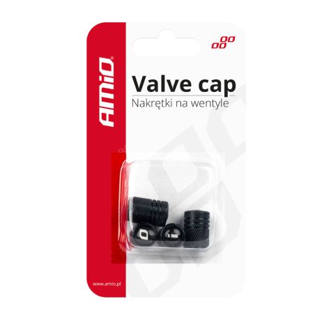 ΚΑΠΑΚΙΑ ΒΑΛΒΙΔΩΝ ΑΛΟΥΜΙΝΙΟΥ ΣΕ ΜΑΥΡΟ ΧΡΩΜΑ ΜΕ ΛΟΓΟΤΥΠΟ ΑΜΙΟ - 4 ΤΕΜ. Auto Moto Tyres 