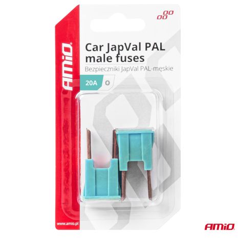 ΑΣΦΑΛΕΙΕΣ JapVal PAL O ΑΡΣΕΝΙΚΕΣ 20A ΣΕ ΓΑΛΑΖΙΟ ΧΡΩΜΑ AMIO - 2 Τεμ. Auto Moto Tyres 