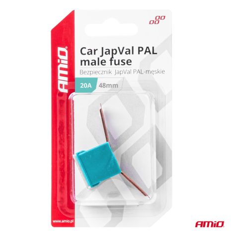 ΑΣΦΑΛΕΙΑ JapVal PAL ΑΡΣΕΝΙΚΗ 48mm 20A ΣΕ ΓΑΛΑΖΙΟ ΧΡΩΜΑ AMIO - 1 Τεμ. Auto Moto Tyres 