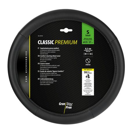 ΚΑΛΥΜΜΑ ΤΙΜΟΝΙΟΥ 35-37CM ΔΕΡΜΑ SKEENTEX ΜΑΥΡΟ CLASSIC PREMIUM GRAN PREE LAMPA - 1 ΤΕΜ. Auto Moto Tyres 