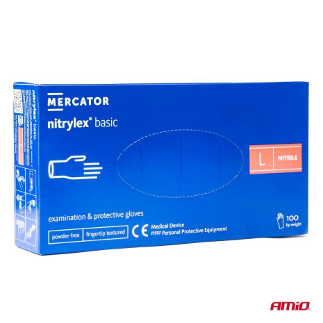 ΓΑΝΤΙΑ ΝΙΤΡΙΛΙΟΥ MERCATOR NITRYLEX BASIC ΜΙΑΣ ΧΡΗΣΗΣ ΣΕ ΜΠΛΕ ΧΡΩΜΑ LARGE (L) ΑΜΙΟ - 100 ΤΕΜ. Auto Moto Tyres 