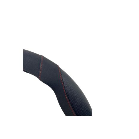 ΚΑΛΥΜΜΑ ΤΙΜΟΝΙΟΥ GOOD VIBE R CARBON LOOK ΜΑΥΡΟ/KOKKINO ΟΙΚΟΛΟΓΙΚΟ ΔΕΡΜΑ 37-39cm SIMONI RACING  - 1 τεμ. Auto Moto Tyres 