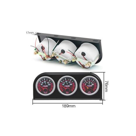 ΒΑΣΗ/ΘΗΚΗ 3 ΟΡΓΑΝΩΝ 52mm ΓΙΑ ΤΗΝ ΘΕΣΗ RADIO-CD 1DIN ΜΗΚΟΥΣ 189mm ΣΕ ΜΑΥΡΟ ΧΡΩΜΑ SIMONI RACING  - 1 τεμ. Auto Moto Tyres 