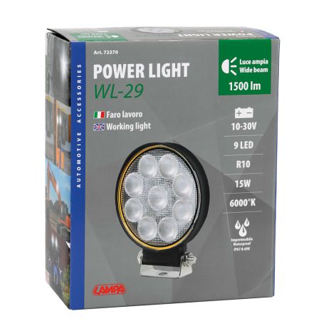 ΠΡΟΒΟΛΕΑΣ ΕΡΓΑΣΙΑΣ WL-29 10/30V 15W 1500lm 6.000k 9LED COMBO (ΔΙΑΘΛΑΣΗΣ) ΣΤΡΟΓΓΥΛΟΣ 135x110mm LAMPA - 1 τεμ. Auto Moto Tyres 