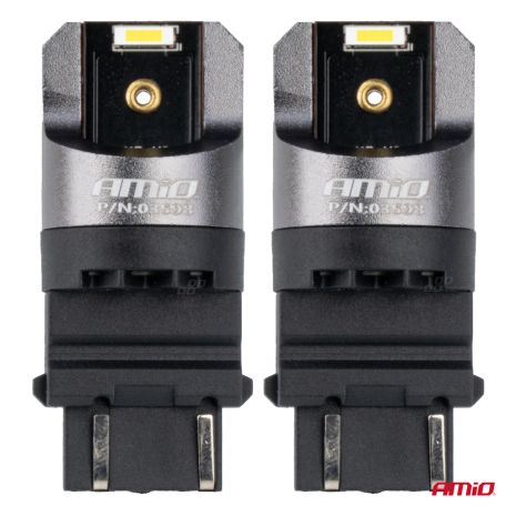 ΛΑΜΠΑΚΙΑ P27/7W 3157 12/24V 6.000K 2xSMD LED FULL CAN-BUS ΛΕΥΚΟ PRO SERIES AMIO - 2 Τεμ. Auto Moto Tyres 