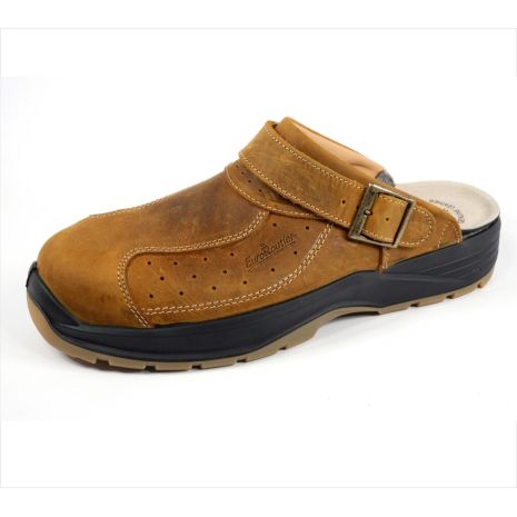 Πιστοποιημένα Παπούτσια Ασφαλείας Εργασίας σε στυλ Σαμπό Premium Tucson από την Euroroutier σε μέγεθος EU44/UK10 σε Καφέ Χρώμα και Λουράκι Αστραγάλου Auto Moto Tyres 