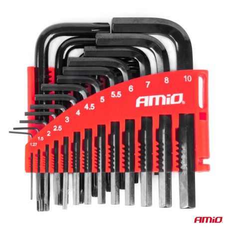 ΚΛΕΙΔΙΑ ΑΛΛΕΝ (ALLEN) ΕΞΑΓΩΝΑ & ΚΛΕΙΔΙΑ TORX ΧΡΩΜΙΟ-ΒΑΝΑΔΙΟ (CRV) ΔΙΑΦΟΡΑ ΜΕΓΕΘΗ ΜΑΥΡΑ ΑΜΙΟ - 22 ΤΕΜ. Auto Moto Tyres 