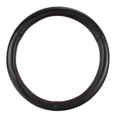 ΚΑΛΥΜΜΑ ΤΙΜΟΝΙΟΥ RACING PREMIUM RED (M) 37-39cm ΣΥΝΘΕΤΙΚΟ ΔΕΡΜΑ SKEENTEX ΜΑΥΡΟ/ΚΟΚΚΙΝΟ/ CARBON LOOK LAMPA - 1 ΤΕΜ. Auto Moto Tyres 