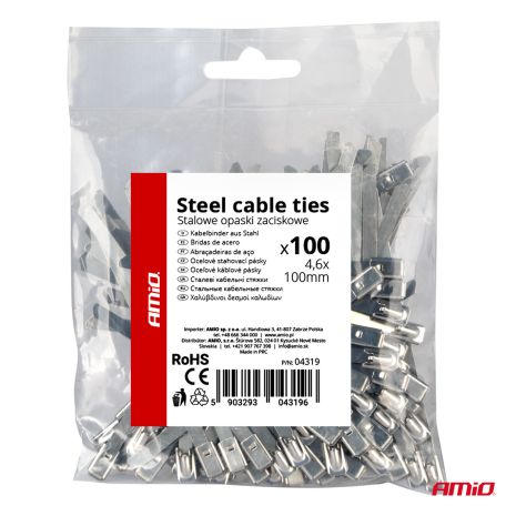 ΔΕΜΑΤΙΚΑ/ΔΕΤΙΚΑ ΚΑΛΩΔΙΩΝ TIE WRAP (ΤΑΙΡΑΠ) ΜΕΤΑΛΛΙΚΑ 4,6 x 100mm ΑΜΙΟ - 100 ΤΕΜ. Auto Moto Tyres 