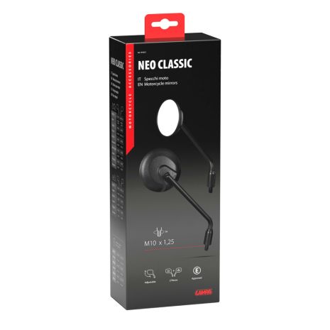 ΚΑΘΡΕΠΤΕΣ MOTO NEO CLASSIC ΣΤΡΟΓΓΥΛΟΙ M10x1,25 DX ΜΑΥΡΟΙ LAMPA - 2 τεμ. Auto Moto Tyres 