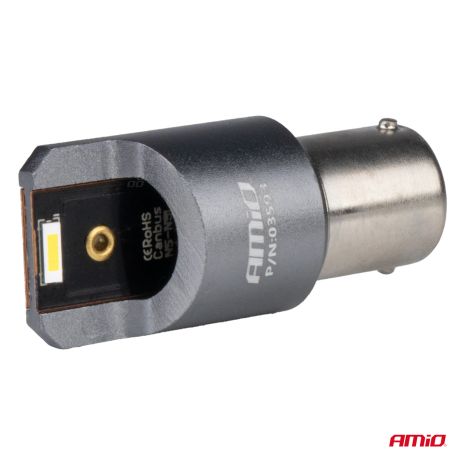 ΛΑΜΠΕΣ LED CAN-BUS P21W BA15S 12/24V 6.000K 2xSMD ΛΕΥΚΟ PRO SERIES AMIO - 2 ΤΕΜ. Auto Moto Tyres 