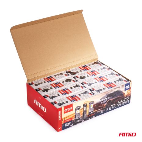 ΛΑΜΠΕΣ LED H1/H3/H4(x3)/H7(x9)/HB3/HB4 12V 60W 6.000K 5.600lm LED CAN-BUS HYBRID SERIES AMIO - ΣΕΤ 16 ΤΕΜ. Auto Moto Tyres 