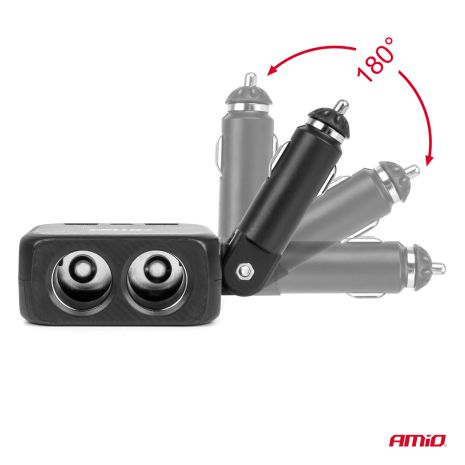 ΑΝΤΑΠΤΟΡΑΣ ΑΝΑΠΤΗΡΑ 12/24V 100W ΜΑΥΡΟΣ/2 ΘΕΣΕΙΣ/1xUSB-A+1xUSB-C/ΠΕΡΙΣΤΡΟΦΗ 180 ΜΟΙΡΩΝ ΑΜΙΟ - 1 ΤΕΜ. Auto Moto Tyres 