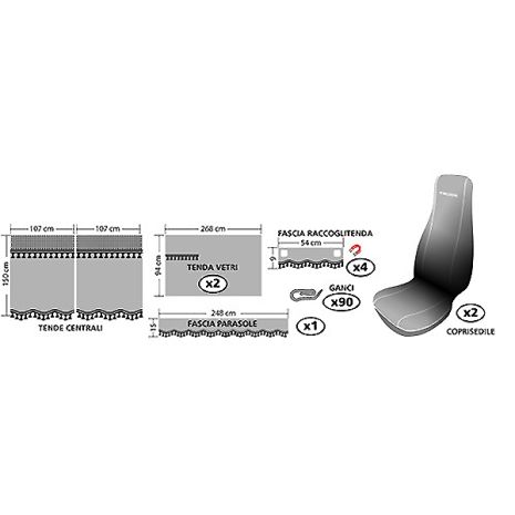 ΣΕΤ ΚΑΛΥΜΜΑΤΑ ΚΑΘΙΣΜΑΤΟΣ ΦΟΡΤΗΓΟΥ+ΚΟΥΡΤΙΝΕΣ 11ΤΕΜ. MELISSA ΓΚΡΙ Auto Moto Tyres 