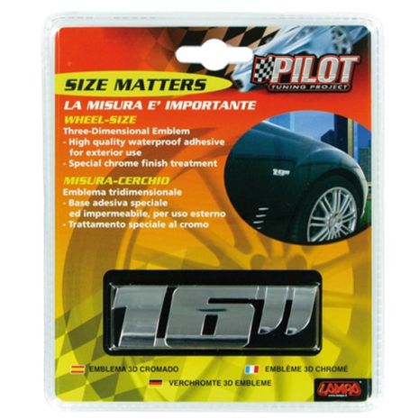 ΑΥΤΟΚΟΛΛΗΤΟ ΤΡΙΣΔΙΑΣΤΑΤΟ ΣΗΜΑ ΧΡΩΜΙΟΥ 16 ΙΝΤΣΕΣ ΤΡΟΧΩΝ ΑΔΙΑΒΡΟΧΟ LAMPA Auto Moto Tyres 