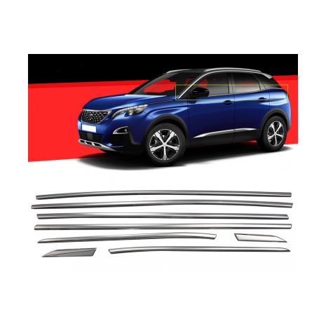 TRIM ΜΑΡΚΕ ΠΟΡΤ ΜΠΑΓΚΑΖ ΧΡΩΜΙΟ ΜΕΤΑΛΛΙΚΟ S-Dizayn ΓΙΑ PEUGEOT 3008 2016+- 8 Τεμ. Auto Moto Tyres 