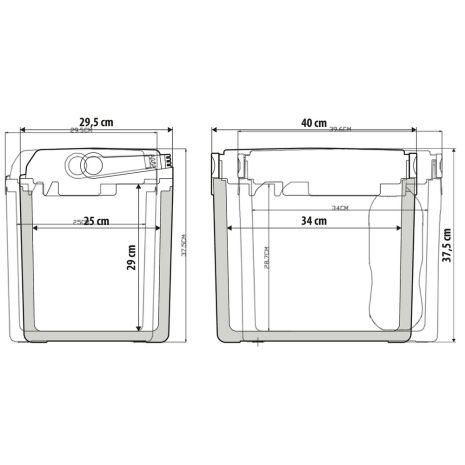 ΨΥΓΕΙΟ ΑΥΤΟΚΙΝΗΤΟΥ 12V/220V  25LT ΘΕΡΜΟΗΛΕΚΤΡΙΚΟ (ΖΕΣΤΟ /ΚΡΥΟ) 40x37,5cm ΓΚΡΙ/ΛΕΥΚΟ  FT-25 LAMPA - 1 TEM. Auto Moto Tyres 