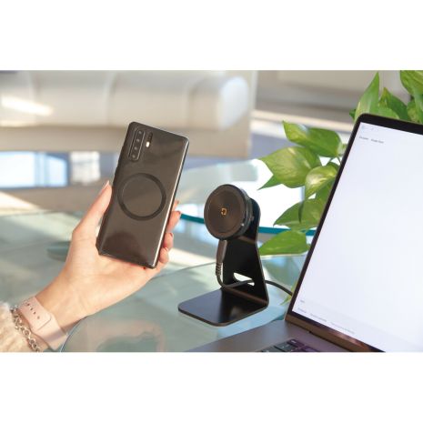 Επιτραπέζια Μαγνητική Βάση Στήριξης Κινητού Mag Wireless Stand της σειράς Optiline για Λείες, Επίπεδες Επιφάνειες με δυνατότητα ασύρματης φόρτισης Max Power 15W, 15 μαγνήτες και 2 αυτοκόλλητα, μεταλλικά δακτυλίδια Auto Moto Tyres 