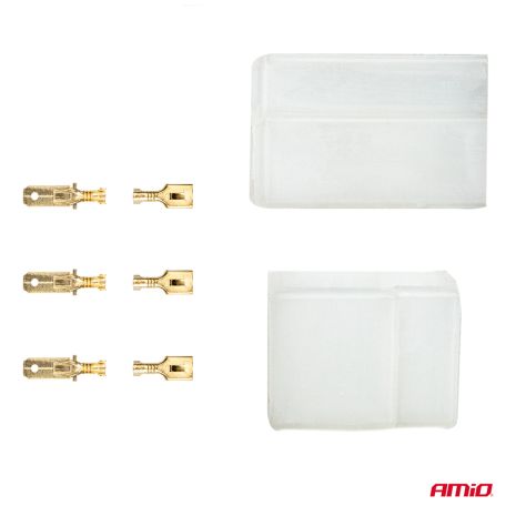 ΦΙΣΑ ΣΥΝΔΕΣΗΣ ΚΑΛΩΔΙΩΝ 3 ΥΠΟΔΟΧΩΝ ΜΕ ΠΛΑΣΤΙΚΟ ΚΟΥΜΠΩΜΑ AMIO - 1 σετ. Auto Moto Tyres 