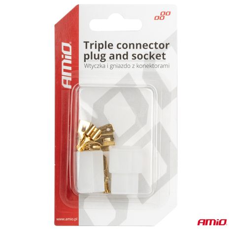 ΦΙΣΑ ΣΥΝΔΕΣΗΣ ΚΑΛΩΔΙΩΝ 3 ΥΠΟΔΟΧΩΝ ΜΕ ΠΛΑΣΤΙΚΟ ΚΟΥΜΠΩΜΑ AMIO - 1 σετ. Auto Moto Tyres 