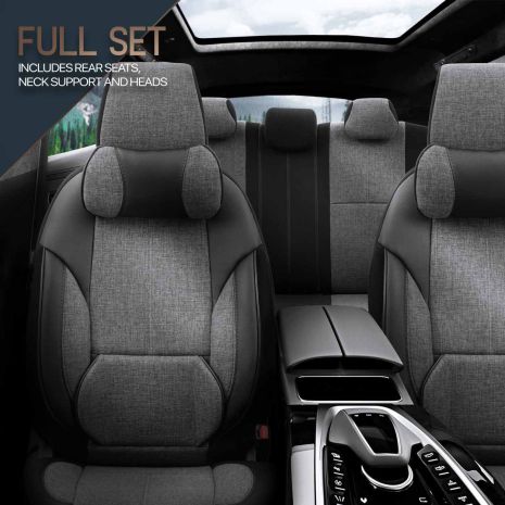 ΚΑΛΥΜΜΑΤΑ ΚΑΘΙΣΜΑΤΩΝ OTOM VOYAGER 102 SMOKED  ΜΑΥΡΟ/ΓΚΡΙ ΛΙΝΟ & ΔΕΡΜΑΤΙΝΗ SETΑΜΙΟ - 1 σετ. Auto Moto Tyres 