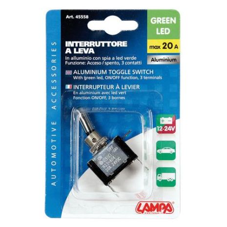 ΔΙΑΚΟΠΤΗΣ ΑΕΡΟΠΟΡΙΚΟΥ ΤΥΠΟΥ 2 ΘΕΣΕΩΝ 12,2mm 12V 20A ΜΕ LED ΠΡΑΣΙΝΟ Auto Moto Tyres 
