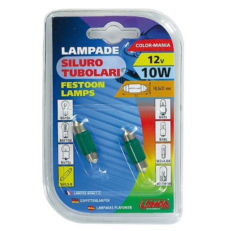 ΛΑΜΠΑΚΙΑ ΣΩΛΗΝΩΤΑ 12V/10W ΠΡΑΣΙΝΑ Auto Moto Tyres 